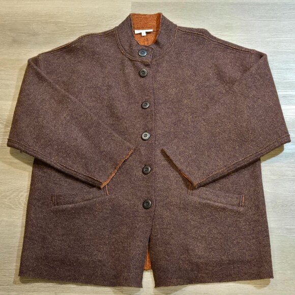 Bryn Walker 100% Wool Coat Women's Size Large Brown Jacket Pockets RARE EUC - Picture 1 of 5